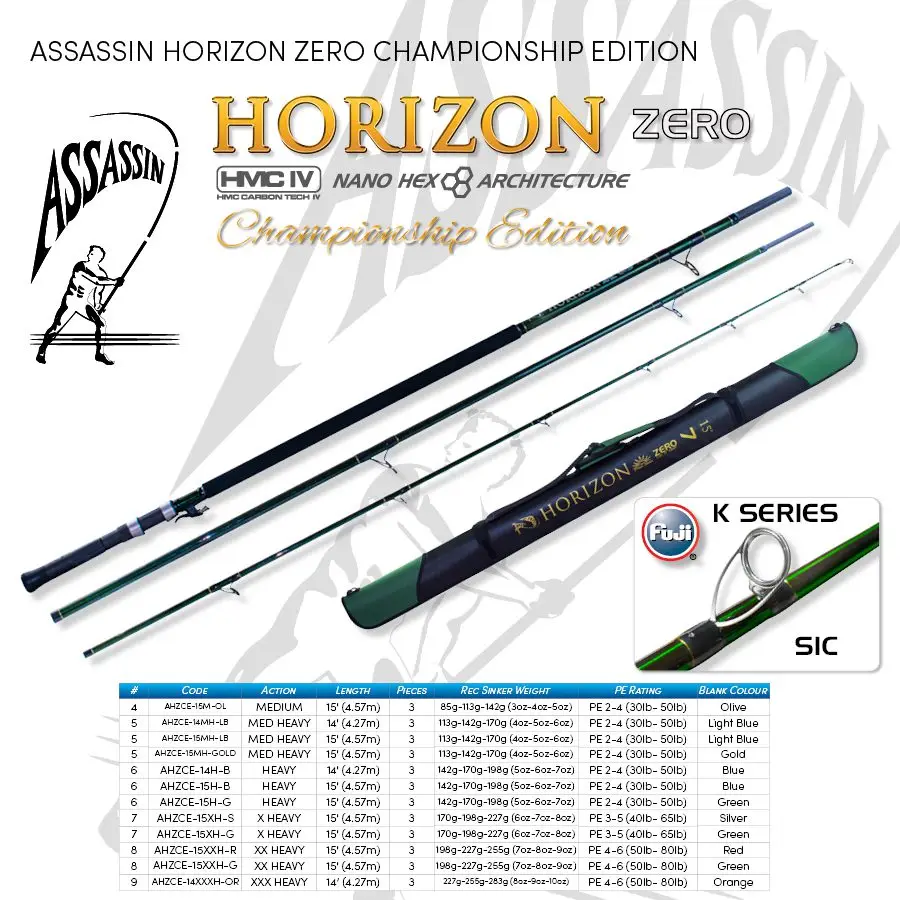 ASSASSIN HORIZON ZERO CHAMPIONSHIP SURF ROD 1 ASSASSIN HORIZON ZERO CHAMPIONSHIP SURF ROD