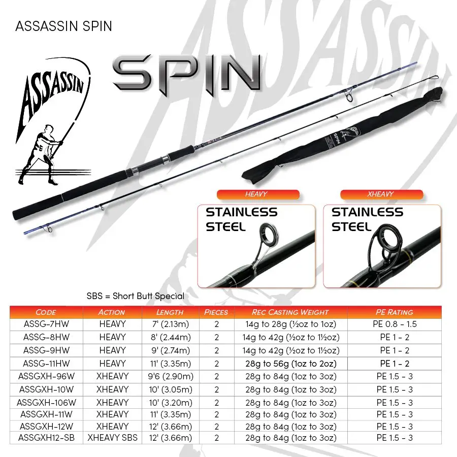 ASSASSIN SPIN XTRA HEAVY SURF ROD 1 ASSASSIN SPIN XTRA HEAVY SURF ROD