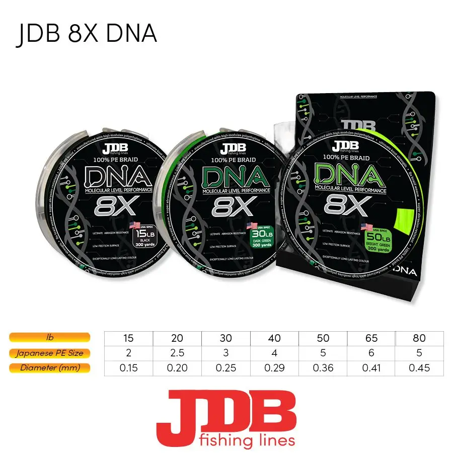 JDB 8X DNA 100% PE BRAID 300Y 1 JDB 8X DNA 100% PE BRAID 300Y