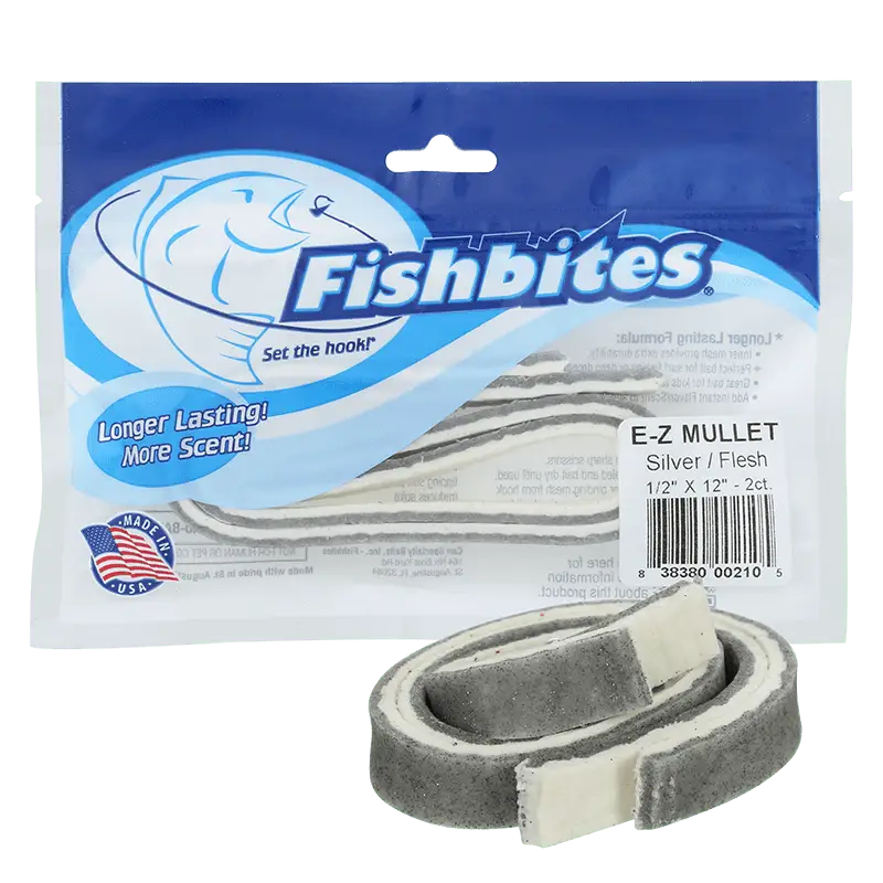 FISHBITES MULLET (GREY/ FLESH) LONG LASTING ARTIFICIAL BAIT 1 FISHBITES MULLET FLESH GREY